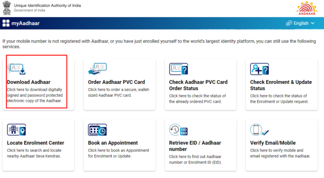 Download Aadhaar online from uidai 