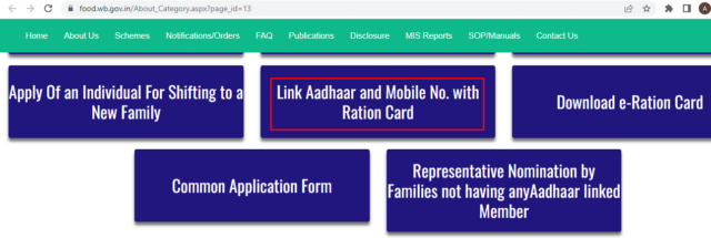 WBPDS Link Aadhaar and Mobile No with Ration Card