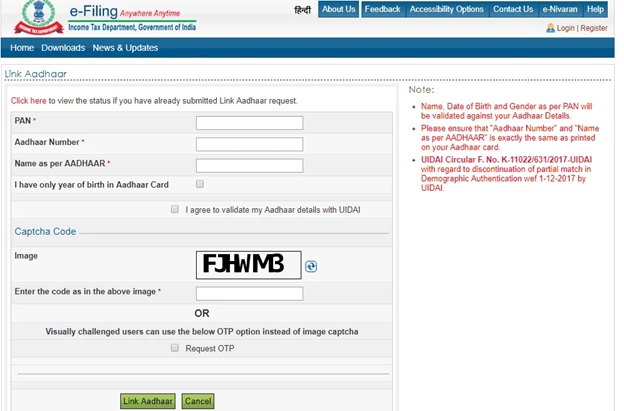 step-by-step process to link your Aadhaar card to PAN card 