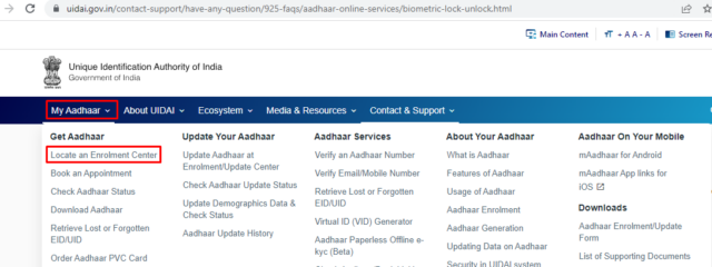 aadhar biometric update Enrolment Center