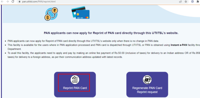 Reprint PAN Card Online from official website 