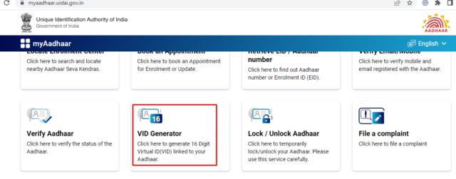 VID Generator for aadhaar card