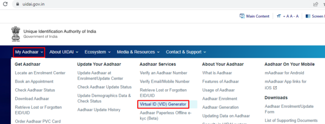 Generate Virtual ID aadhaar 