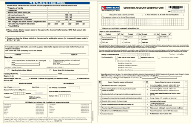 HDFC Account closure form online