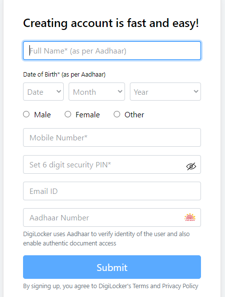 Create a DigiLocker Account 