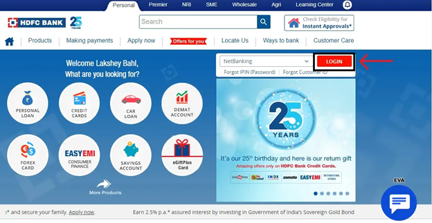 HDFC netbanking portal