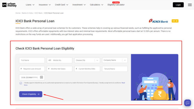 Icici bank outlet personal loan calculator