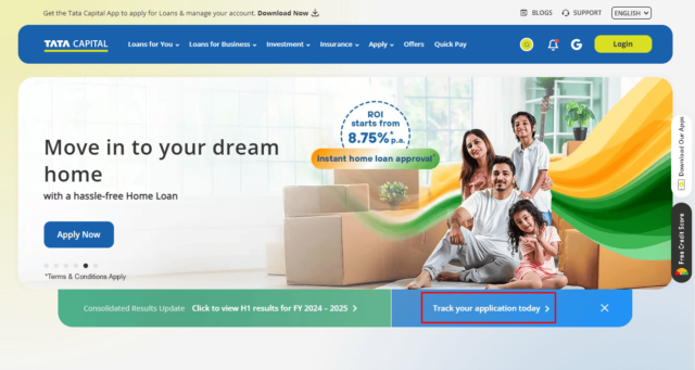 Tata homeloan-application status check